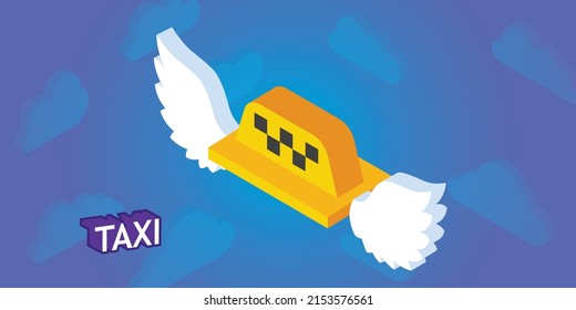 Icono de diseño isométrico del taxi. Ilustración web de vectores. 3.ª colorida concepción