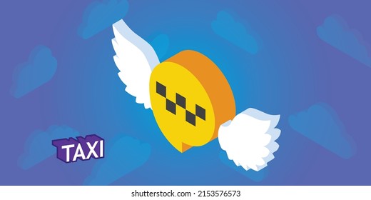 Taxi isometric design icon. Vector web illustration. 3d colorful concept