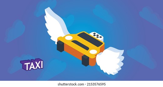 Taxi isometric design icon. Vector web illustration. 3d colorful concept