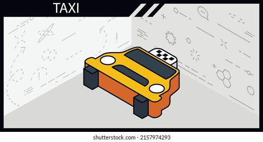 Taxi isometric design icon. Vector web illustration. 3d colorful concept