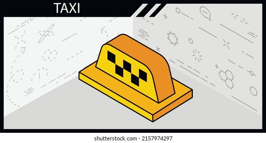 Taxi isometric design icon. Vector web illustration. 3d colorful concept