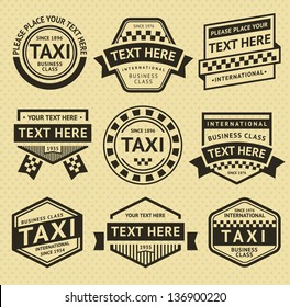 Taxi labels set, vintage style, vector illustration