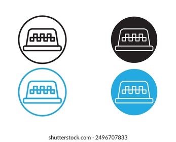 Taxi lamp icon black and white vector outline sign