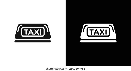 Icono de la lámpara de taxi Esquema plano del conjunto de Vector