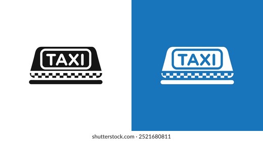 Icono de la lámpara de taxi Esquema plano del conjunto de Vector