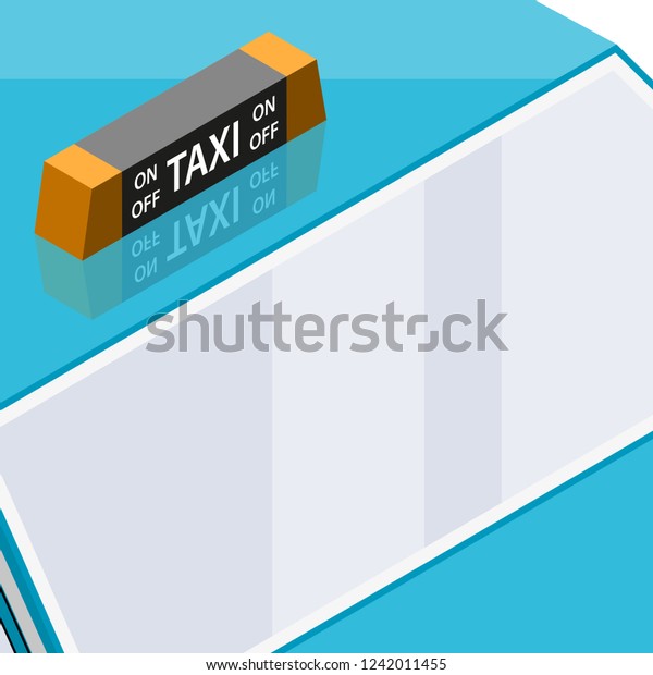 taxi lamp\
isometric flat icon. 3d vector colorful illustration. Pictogram\
isolated on car taxi roof\
background