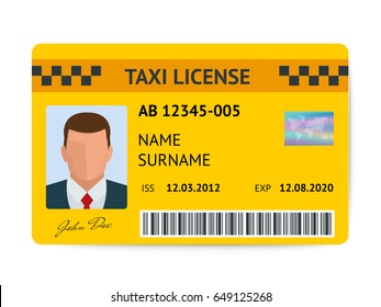 Taxi license symbol vector illustration. Vector Document Taxi Driver isolated on white background. 