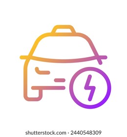 Taxi and lightning pixel perfect gradient linear ui icon. Potential danger. Notification for passenger. Line color user interface symbol. Modern style pictogram. Vector isolated outline illustration