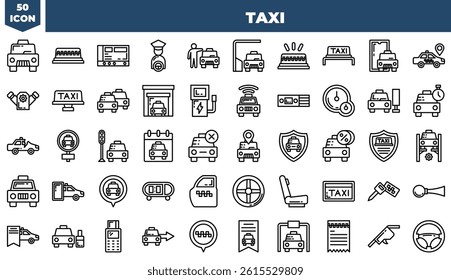 Taxi Line Editable Icons set. Vector illustration in modern thin line style of taxi icons: passenger, transport, service, etc