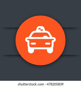 taxi line icon, front view, vector illustration