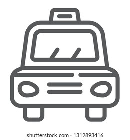 Taxi line icon, transport and car, cab sign, vector graphics, a linear pattern on a white background, eps 10.