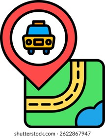 Diseño de icono de Vector de línea de taxi