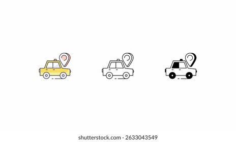 Taxi Location icons vector set color line glyph line icons stock illustration