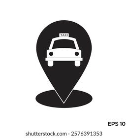 taxi location pin flat icon vector