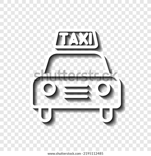Taxi logo and car simple icon vector.\
Flat design. White with shadow on transparent grid.\
