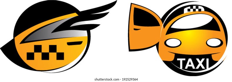 Taxi logo concept on light background, taxi graphic icon, vector logos.