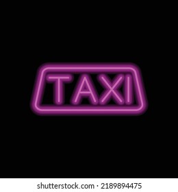 Taxi logo simple icon vector. Flat design. Purple neon on black background.ai