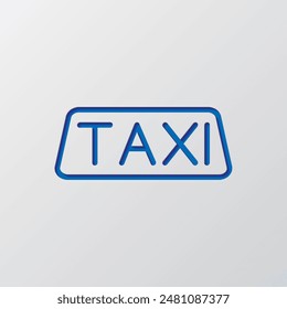 Logo de taxi simple Vector de iconos. Diseño plano. Diseño de corte de papel. Símbolo azul cortado con sombra. Fondo gris.ai