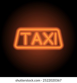 Logotipo de taxi simple icono Vector. Diseño plano. Neón naranja sobre fondo negro.ai