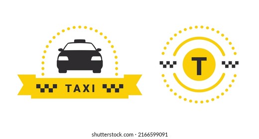 Taxi logos. Taxi service banner elements. Round the clock taxi service. Vector icons