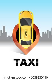 Taxi logo.Taxi location.Taxi service concept.Map pointer with taxi symbol