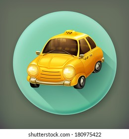 Taxi, icono del vector de sombra larga