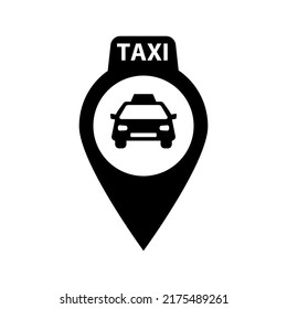 Icono de alfiler de mapa de taxis. Información sobre la ubicación de los taxis. Puesto de taxis. Vector.