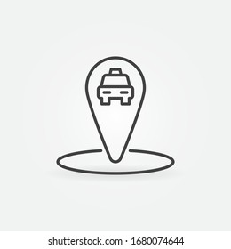 Taxi Map Pointer or Pin vector concept icon in thin line style
