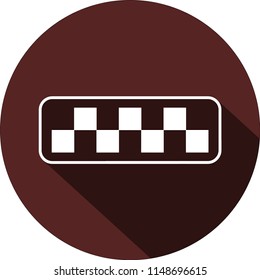 A taxi medallion in a rectangle outline flat design circle dark red color, vector image