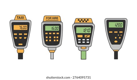 taxi meter Line art vector simple colorful abstract