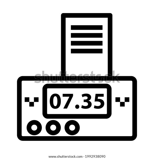 Taxi Meter With Receipt Icon.\
Bold outline design with editable stroke width. Vector\
Illustration.