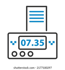Taxi Meter mit Empfangssymbol. Bearbeitbare, fette Rahmenlinie mit Farbfülldesign. Vektorgrafik.