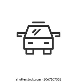 Taxi minimal line icon. Web stroke symbol design. Taxi sign isolated on a white background. Premium line icon.