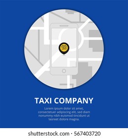 Taxi mobile app concept. Smartphone with mobile app and map city. Taxi for smartphone.