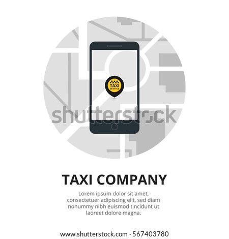 Taxi mobile app concept. Smartphone with mobile app and map city. Taxi for smartphone.