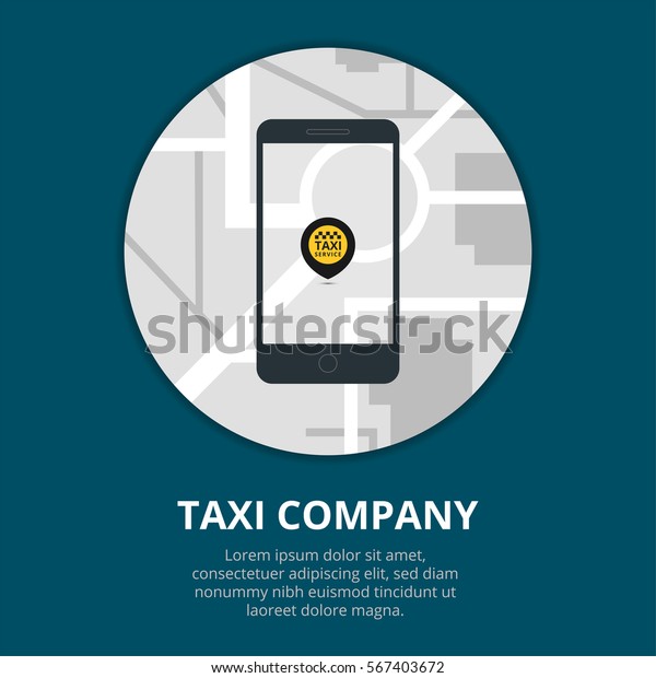 Taxi mobile app concept. Smartphone with\
mobile app and map city. Taxi for\
smartphone.