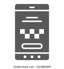 Taxi mobile app glyph icon, taxi and service, smartphone sign, vector graphics, a solid pattern on a white background, eps 10.