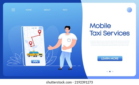 Taxi mobile application. Taxi service. Order online. Vector stock illustration.