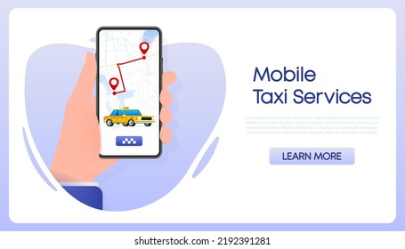 Taxi mobile application. Taxi service. Order online. Vector stock illustration.