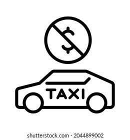 Taxi con pérdida de dinero. Estilo de contorno de trazo. Vector. Aislar sobre fondo blanco.