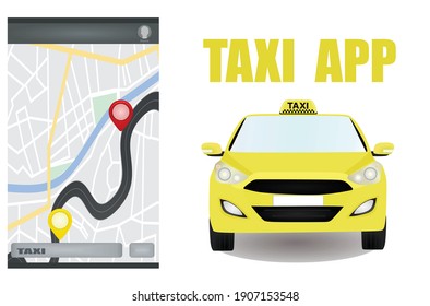 Taxi navigation app. vector illustration 