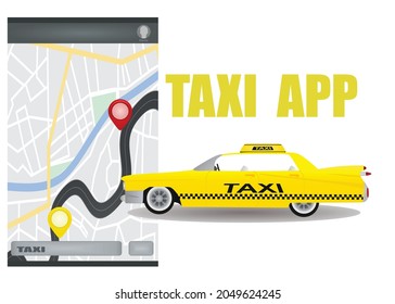 Aplicación de navegación de taxis. ilustración vectorial 