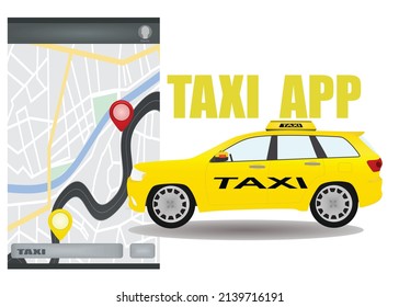 Taxi navigation app. vector illustration 