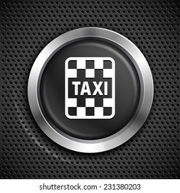 Taxi on Black Round Button