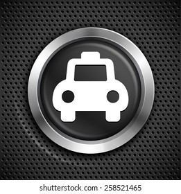 Taxi on Black Round Button