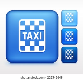 Taxi on Blue Round Button