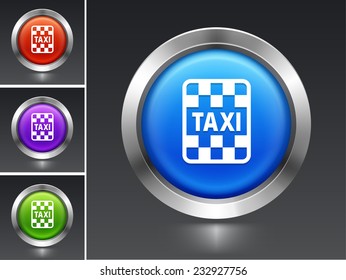 Taxi on Blue Round Button