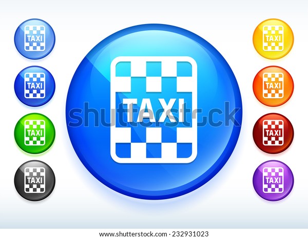 Taxi on Blue Round\
Button