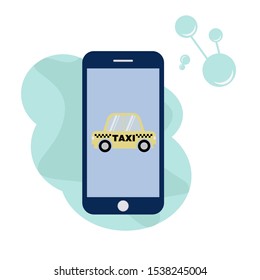 Taxi on a blue smartphone background