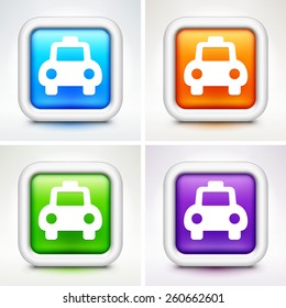 Taxi on Colorful Square Buttons